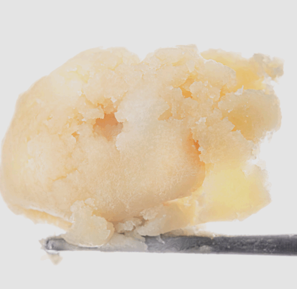 Close-up of a Papaya Peach Punch Rosin with a white background